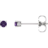 14K White 2.5 mm Natural Amethyst Stud Earrings